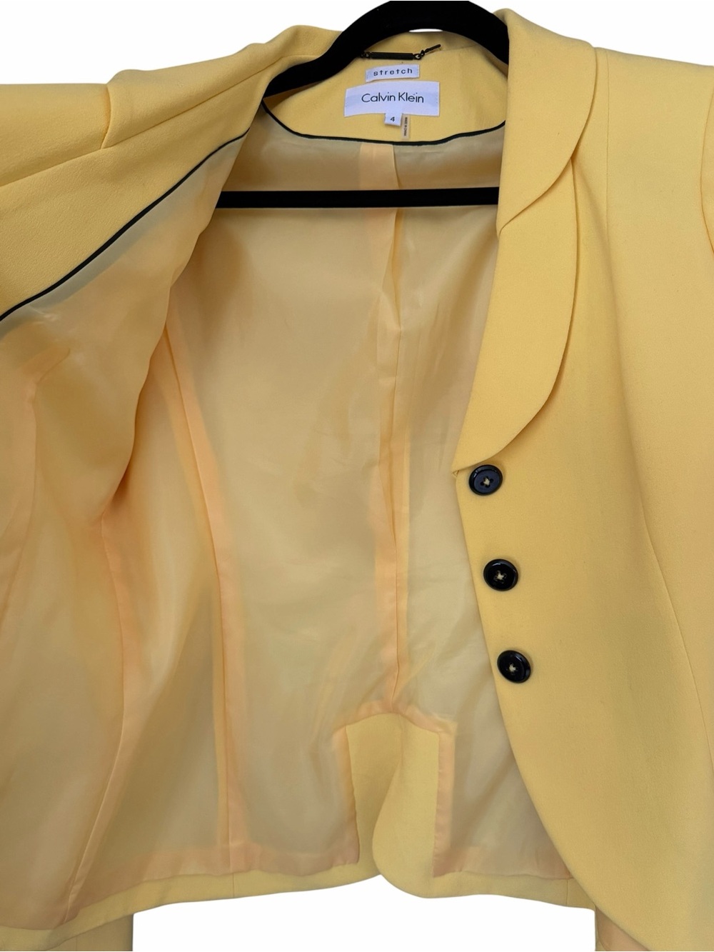 Calvin Klein Blazer Jacket Yellow Lined 3 Buttons - Picture 7 of 8